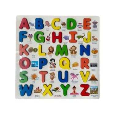 Imagem de Brinquedo Alfabeto Infantil em Madeira com Animais, 30 x 30 cm - ARK T