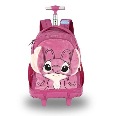 Imagem de Mochila Rodas Stitch Disney Pelúcia Escolar Meninas 3D