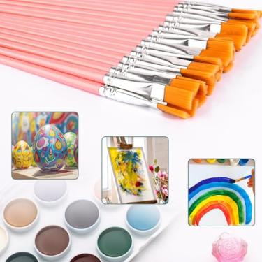 Imagem de Conjunto de pincéis de tinta, 30 peças de pincéis pequenos de nylon, pincéis planos para pintura acrílica, pintura a óleo, aquarela, unhas, artista, rosto, artesanato, kits, rosa