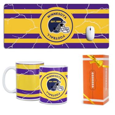 Imagem de Caneca de café para fã de futebol e conjunto de mouse pad com teclado XXL Minnesota tapete de mesa com tema de minnesota, loja de produtos masculinos e femininos, equipamentos esportivos, vestuário