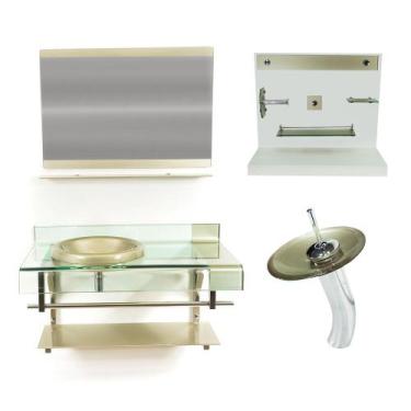Imagem de Combo 3 em 1 - Gabinete 90cm Inglaterra + Torneira Ibiza + Kit Banheir