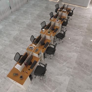 Imagem de Estação De Trabalho 10 Lugares Office Tech 10 Mesas 8 Armári - Off White E Cedro Off White E Cedro