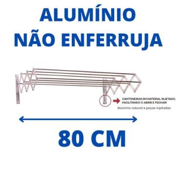 Imagem de Varal sanfonado parede 80 cm aluminio bitenfer varais