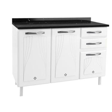 Imagem de Balcão de Pia em Aço 3 Portas 2 Gavetas 120cm com Tampo - Telasul, Bra