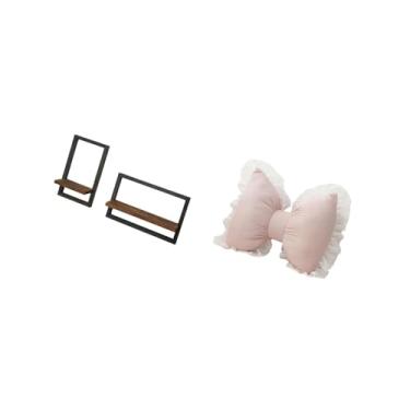 Imagem de Fenteer Conjunto Rústico Moderno de Prateleiras Flutuantes de Madeira E Almofadas com Laço para Cozinha, Escritório, Sala de Jantar, Sala de Estudos, Mesa de