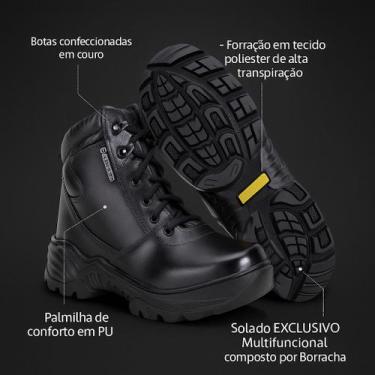 Imagem de Bota Tática Cano Médio Spectrun Bristol Preta Couro Policia, Preto, 40