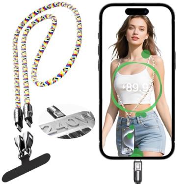 Imagem de Fofvccv Cabo USB-C para telefone 240 W, carregamento rápido e transferência de dados, alça transversal de nylon usável para iPhone, Samsung, Xiaomi, Pixel, tablets e dispositivos USB-C colorido