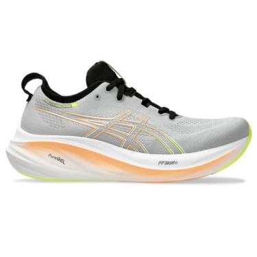Imagem de ASICS Tênis de corrida masculino Gel-Nimbus 26, Cinza piemonte/amarelo seguro, 39