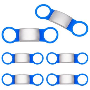 Imagem de UNICRAFTALE 6 etiquetas azuis para animais de estimação 84 mm identificação longa silenciosa aço inoxidável 304 sem jingle etiquetas de nome gravadas etiqueta personalizada para arreios filhotes
