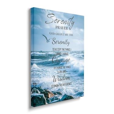 Imagem de Arte de parede em tela de oração serenidade imagens de versículo bíblico cristão pintura de escritura inspiradora oceano mar impressões de praia costeira para banheiro quarto escritório decoração de