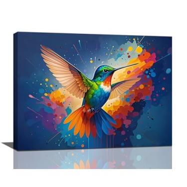 Imagem de Crekviy Beija-flor arte de parede fotos de pássaros decoração de parede beija-flor impressões em tela pintura arte decoração de casa para banheiro quarto sala de estar presentes emoldurados pronto
