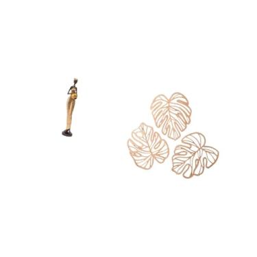 Imagem de Fenteer Escultura de Tribal Africana com Folhas de Palmeira, Arte de Parede de Madeira, Decoração Tropical Criativa para Quarto, Mesa, Armário de TV, B