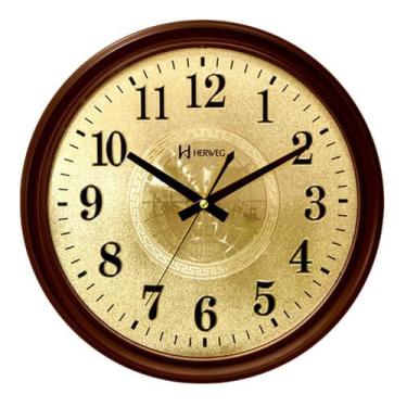 Imagem de 6468 084 Relógio Parede Marrom Retrô 35 Cm Silencioso Herweg