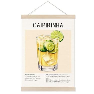Imagem de Welshower Moldura de cabide de pôster de bar Caipirinha, presentes para amantes de coquetéis, arte de parede de caipirinha, decoração para bar, pub, lounge, cozinha, casa, quarto, apartamento, 30 x 40