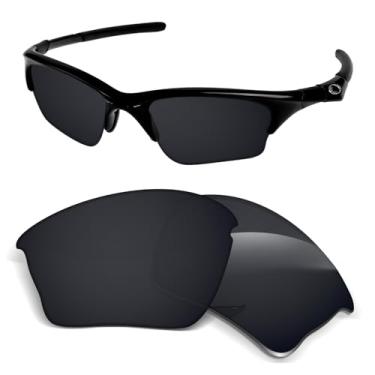 Imagem de Lentes de substituição de 1,5 mm compatíveis com óculos de sol Oakley Half Jacket XLJ 63 mm, resistente a arranhões e impactos - preto escuro polarizado