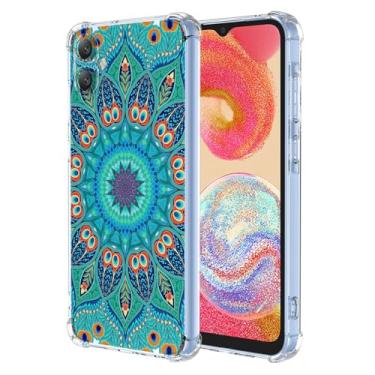 Imagem de WEIOUHR Capa para Galaxy A04e Samsung A04e Capa protetora de TPU macio transparente, design em relevo verde, resistente a arranhões, proteção leve, para Samsung Galaxy A04e (verde pavão)