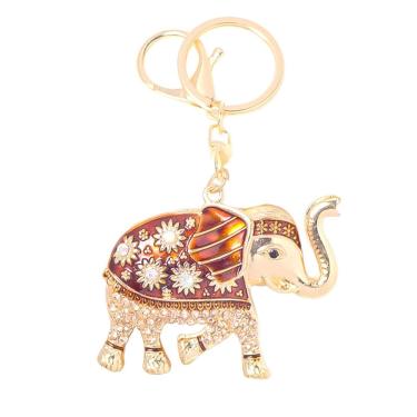 Imagem de Chaveiro de elefante de luxo com motivo solar de cristal dourado