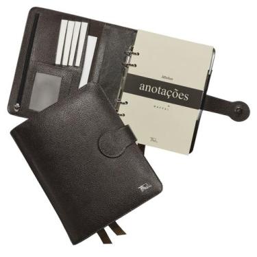 Imagem de Agenda Minhas Anotações Couro 169-R Personalizada Raffai Couros, Café