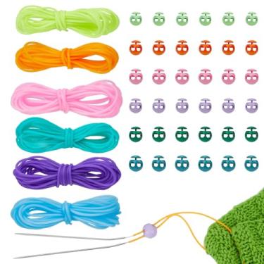 Imagem de letsinstyle Kit de bloqueio de cordão de 30 metros, suporte de pontos de tricô, cordão de barbeiro, tubos de borracha oca, costura de tricô de silicone para segurar pontos, pulseira, colar, miçangas