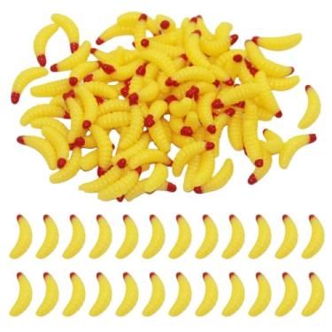 Imagem de 200 peças de iscas de plástico macio realista, isca de minhoca de pão artificial macia, isca falsa de vermes para larvas, adequada para iscas artificiais de minhocas de peixe vermelho e robalo