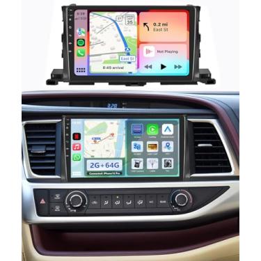 Imagem de Rádio estéreo automotivo 2G + 64G para Toyota Highlander 2014-2019 - CarPlay sem fio Android Auto | Navegação GPS WiFi 5G | Bluetooth FM/SWC | Tela sensível ao toque | Plug & Play | com câmera de