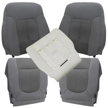 Imagem de Vigoraze Capas de assento de pano de substituição para parte inferior e superior para motorista e parte inferior e traseira inclinada para motorista cinza #1S 2S ou 3S compatível com Ford F250 F350