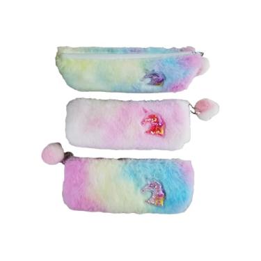 Imagem de Estojo Escolar VMP Plush RF05 – Pelúcia com Detalhe em Lantejoula “Unicornio”, Zíper Reforçado, Ideal para Canetas e Acessórios Escolares Criativos