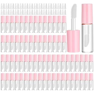 Imagem de Mini tubo de brilho labial transparente de 1,2 ml, 100 peças, tubos de brilho labial vazios com varinha e inserção de borracha para diferentes amostras de viagem, carregamento dividido, maquiagem faça