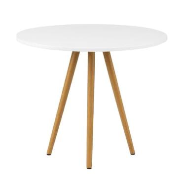 Imagem de Mesa de Jantar Redonda Branca Para Apartamento e Ambientes Pequenos Moderno Sala MDF(4 Pés (90cm Largura))