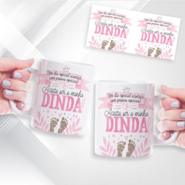 Imagem de Caneca Xicará Dindo ou Dinda. Padrinho ou Madrinha. Branca. Cerâmica 325ml (ARTE 08)