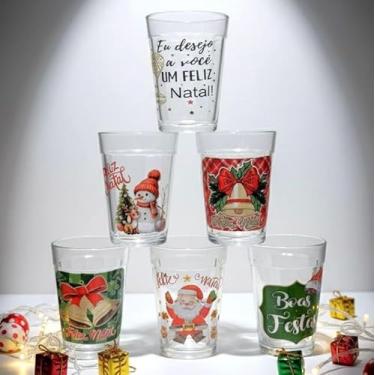 Imagem de kit Jogo 6 copos Americanos Vidro180ml Natal