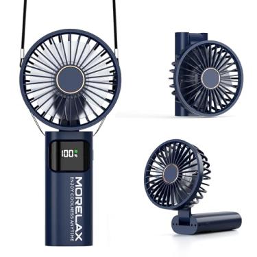 Imagem de Ventilador portátil portátil, mini ventilador pessoal dobrável recarregável por USB, 5200 mAh, 180 ajustável, vento de 6 velocidades, ventilador de mesa de resfriamento manual 3 em 1 com visor de LED