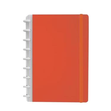 Imagem de Caderno Fichário de Anotações | Capa Dura em Material Sintético (PU) | 80 Folhas Pautadas Removíveis 75g/m² | Bolso Organizador e Elástico de Segurança | 23,5x18cm (Laranja)