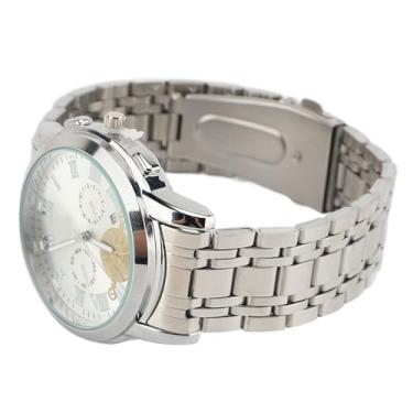 Imagem de Generic Relógio Analógico de Quartzo Masculino, Masculino (Mostrador branco com moldura prateada)