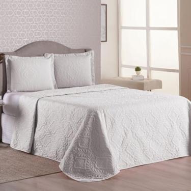 Imagem de Kit Colcha Cobre Leito Super Luxo Matelado Queen-Casal-Solteiro - Ótimo Custo Benefício(Branco,Casal 2,00m x 2,20m)