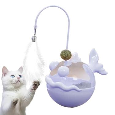 Imagem de Brinquedos interativos para gatos, erva-dos-gatos para exercícios internos | Dispensador de petiscos sensoriais com pena para estimulação mental, treinamento de caça, alívio do tédio