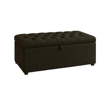 Imagem de Puff Baú Pé de Cama 90 cm Suede – Organizador de Sapatos, Brinquedos e Porta Objetos(Preto,Tampa Captone)