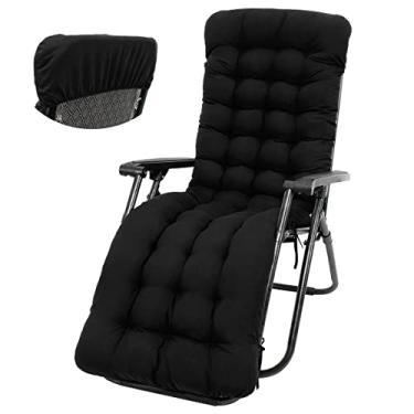 Imagem de Almofadas para espreguiçadeiras, almofadas macias de 170 cm para cadeira de balanço para pátio, colchão reclinável ao ar livre, almofada acolchoada para cadeira de gravidade zero para uso externo