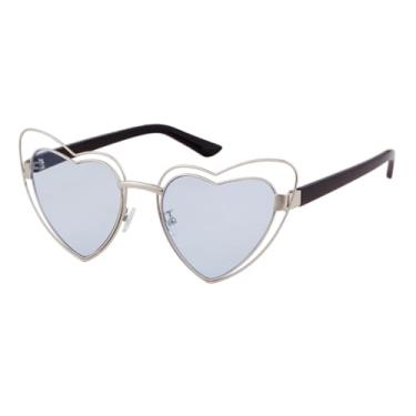 Imagem de HCHES Óculos de Sol Femininos Femininos com Formato de Coração Vermelho e Lentes Rosa Vazadas em Metal com Proteção UV400 (5)