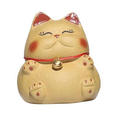 Imagem de FLCPJGV Estátua de gato para chá, animal de estimação, estante de mesa, ornamento, escultura animal para mesa de chá, quarto, Gato Sentado