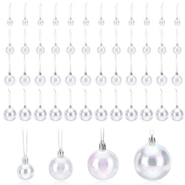 Imagem de HOBBIESAY 56 peças, 4 estilos, enfeites iridescentes de Halloween, bolas de plástico transparente, decoração de árvore, faça você mesmo, bola arco-íris pendurada à prova de estilhaçamento para