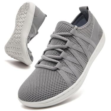 Imagem de YITUHIO Tênis feminino minimalista, moderno, leve, bico largo, sola zero, tênis, caminhada, corrida, wokout, caminhada, Cinza, 38