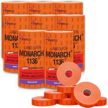Imagem de Perco Etiquetas de preços de venda para Monarch 1136 Price Gun – Caixa com 8 mangas, 112.000 etiquetas de preço pacote econômico