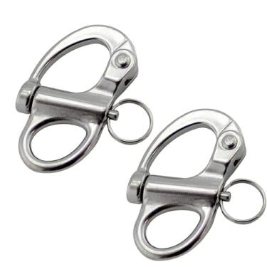 Imagem de Sopepoyie Prata 69 mm/2,7" Manilha de liberação rápida, aço inoxidável 316, manilha de pressão fixa, para acampamento ao ar livre, navios náuticos, manilha de içamento industrial, manilha de liberação