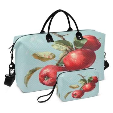 Imagem de CEBUGI Bolsa feminina acolchoada com maçãs, grande, bolsa de viagem de fim de semana, bolsas hospitalares para trabalho de parto e parto