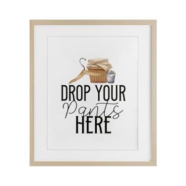 Imagem de Stupell Industries Drop Your Pants Here Impressão emoldurada de bétula minimalista sob vidro, design de Kim Allen, 40 x 33