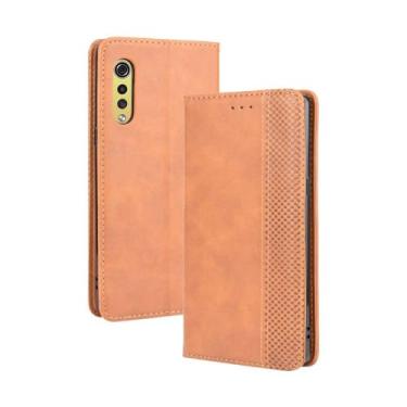 Imagem de Capa flip de couro para LG Velvet,Flip magnético retro,Caso de telefone de couro PU,Design de carteira com 3 slots de cartão e 1 clipe de dinheiro -Brown