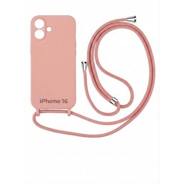 Imagem de Capa Com Cordão Ajustável Para iPhone 16 | Capinha Com Alcinha | Case com Alça para Pescoço (cor-de-rosa)