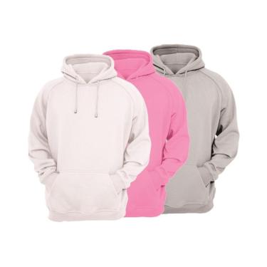 Imagem de Kit 3 Moletons Feminino Ragor Algodão Capuz Bolso Conforto-Feminino