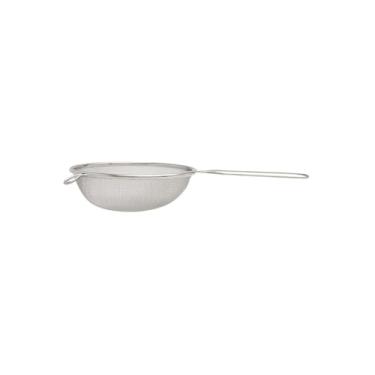 Imagem de Peneira de Cozinha em Aço Inox, 16cm de Diâmetro, 30cm de Altura, Malha Fina, com Cabo Longo e Apoio Lateral, 65g